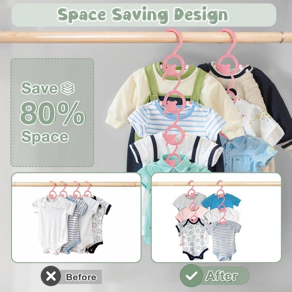 Étendoir à linge-Lot de 20 cintres bébé extensibles – 27,9 à 35,6 cm – Rose– Antidérapants – Gain de place – Living123 - Image 3