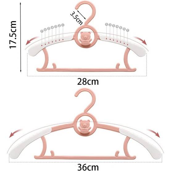 Étendoir à linge-Lot de 20 cintres bébé extensibles – 27,9 à 35,6 cm – Rose– Antidérapants – Gain de place – Living123 - Image 2