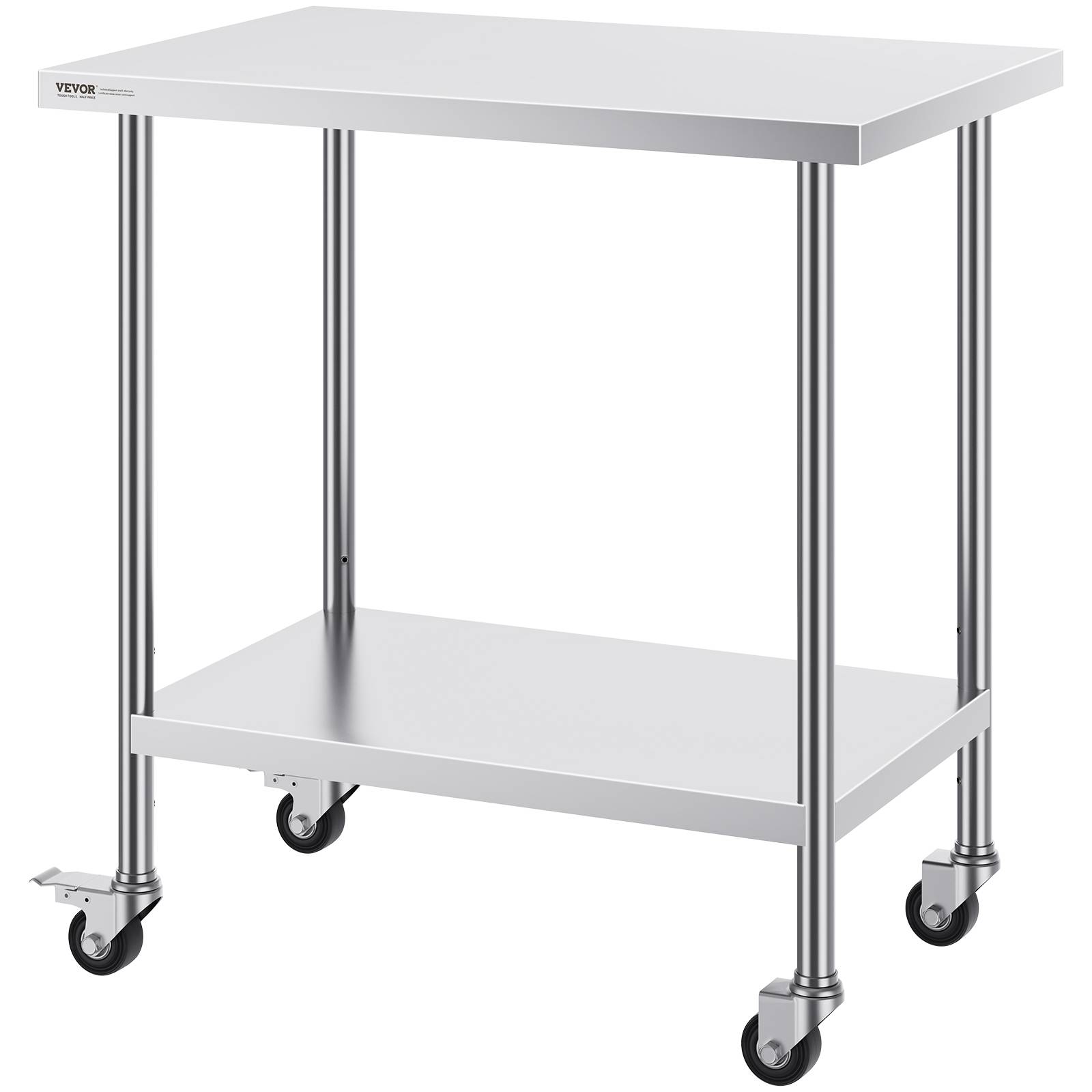 Vevor - VEVOR Table préparation inox 24x36x38 pouces, 4 roulettes, 3 réglages hauteur, pour restaurant. - Image 9