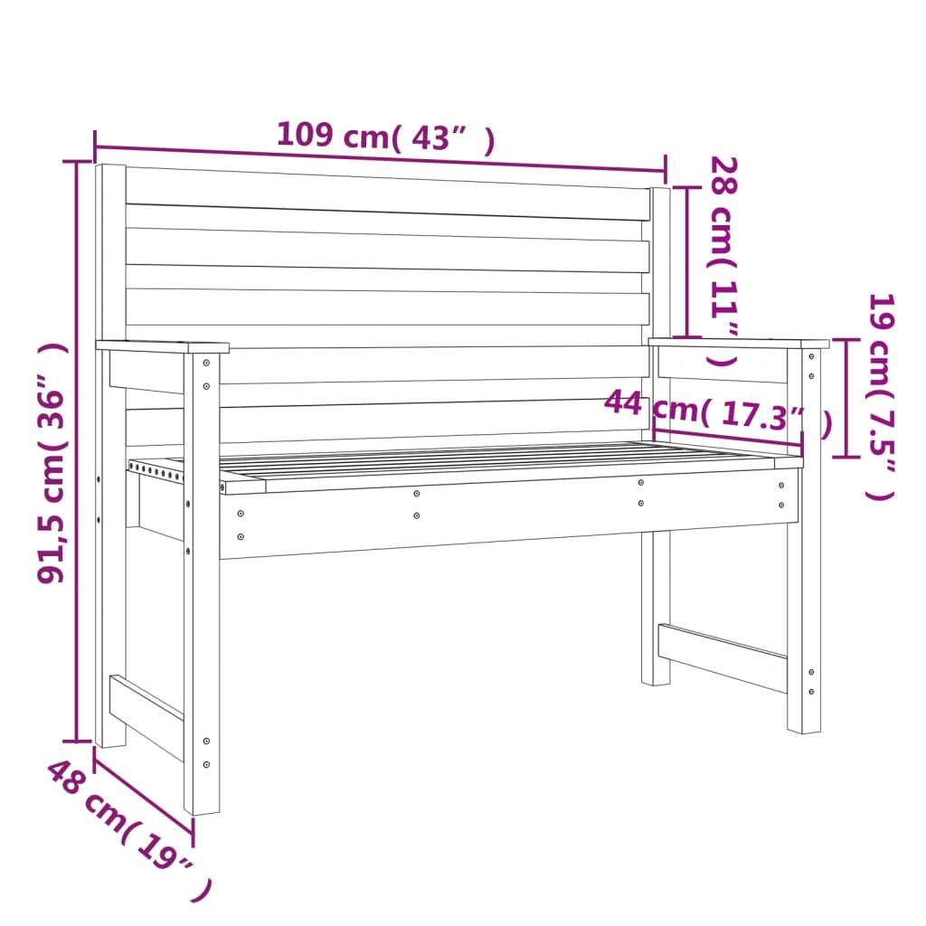 Maison Chic - Banc de jardin - Banc d'extérieur - Banquette gris 109x48x91,5 cm bois massif de pin - Image 7