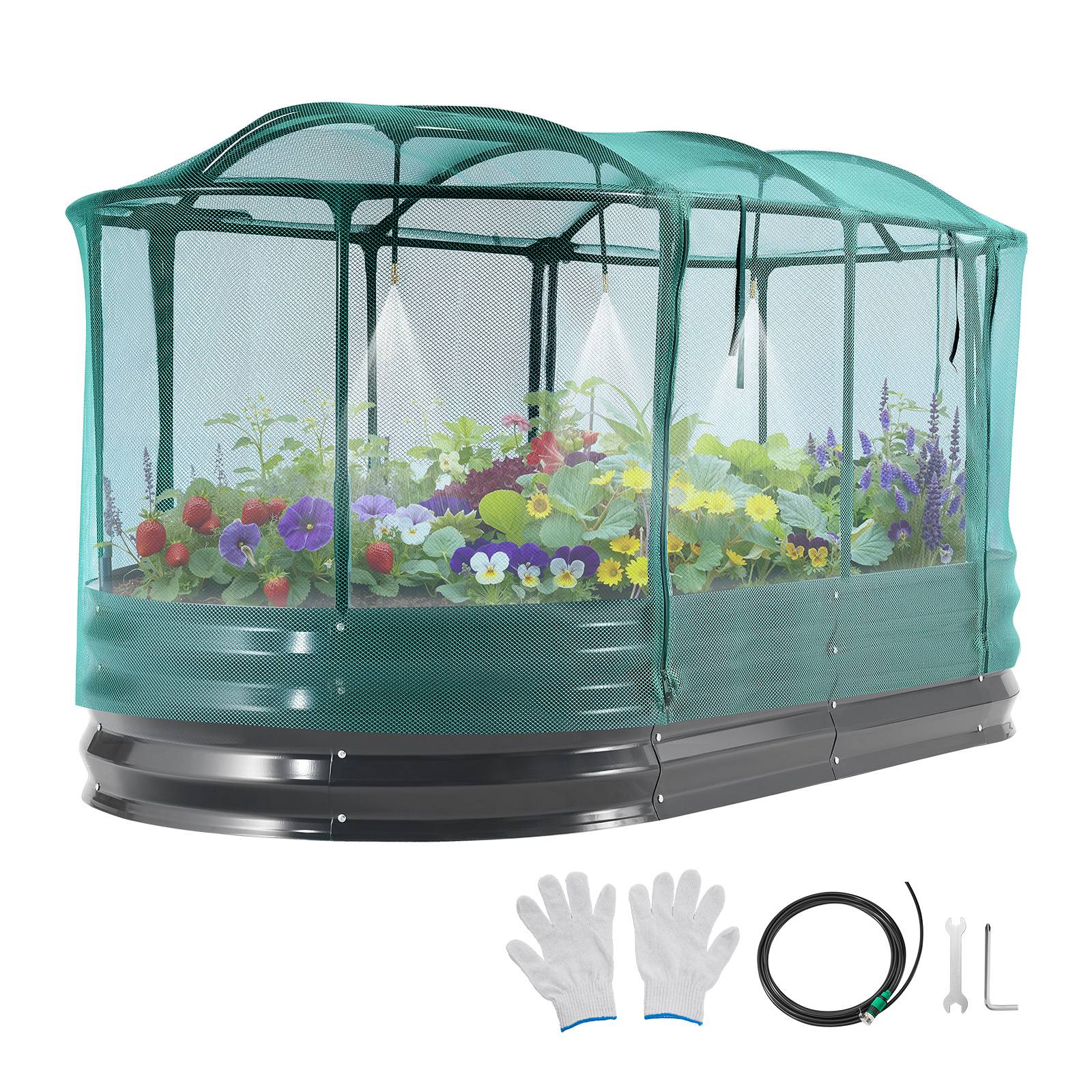 Vevor - VEVOR Carré Potager Surélevé Métal Lit Jardin Ovale 180x90x30 cm Arrosage Auto - Image 1
