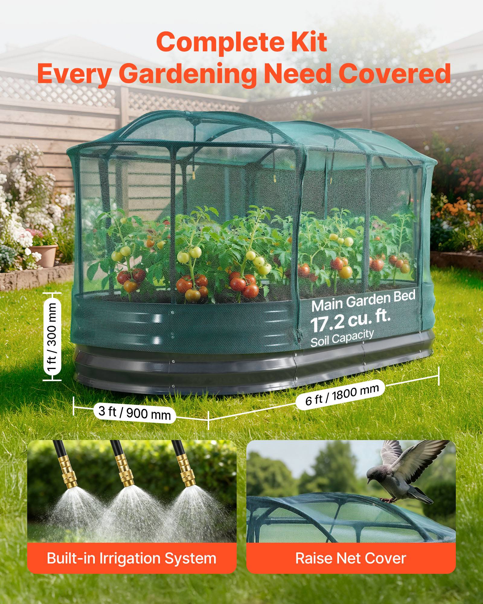 Vevor - VEVOR Carré Potager Surélevé Métal Lit Jardin Ovale 180x90x30 cm Arrosage Auto - Image 2