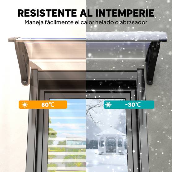 Store extérieur pour porte et fenêtre 75 x 100 cm, protection contre le soleil et la pluie, avec support en alliage d'aluminium transparent - Image 8