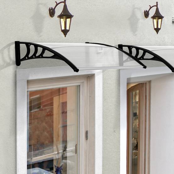 Store extérieur pour porte et fenêtre 75 x 100 cm, protection contre le soleil et la pluie, avec support en alliage d'aluminium transparent - Image 3