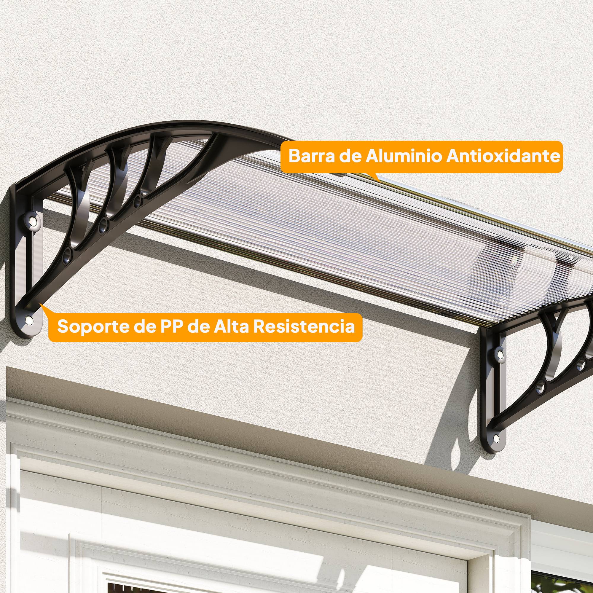Store extérieur pour porte et fenêtre 75 x 100 cm, protection contre le soleil et la pluie, avec support en alliage d'aluminium transparent - Image 10