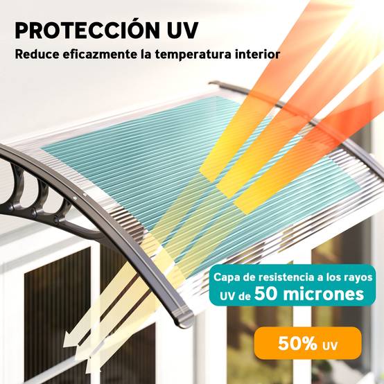 Store extérieur pour porte et fenêtre 75 x 100 cm, protection contre le soleil et la pluie, avec support en alliage d'aluminium transparent - Image 6