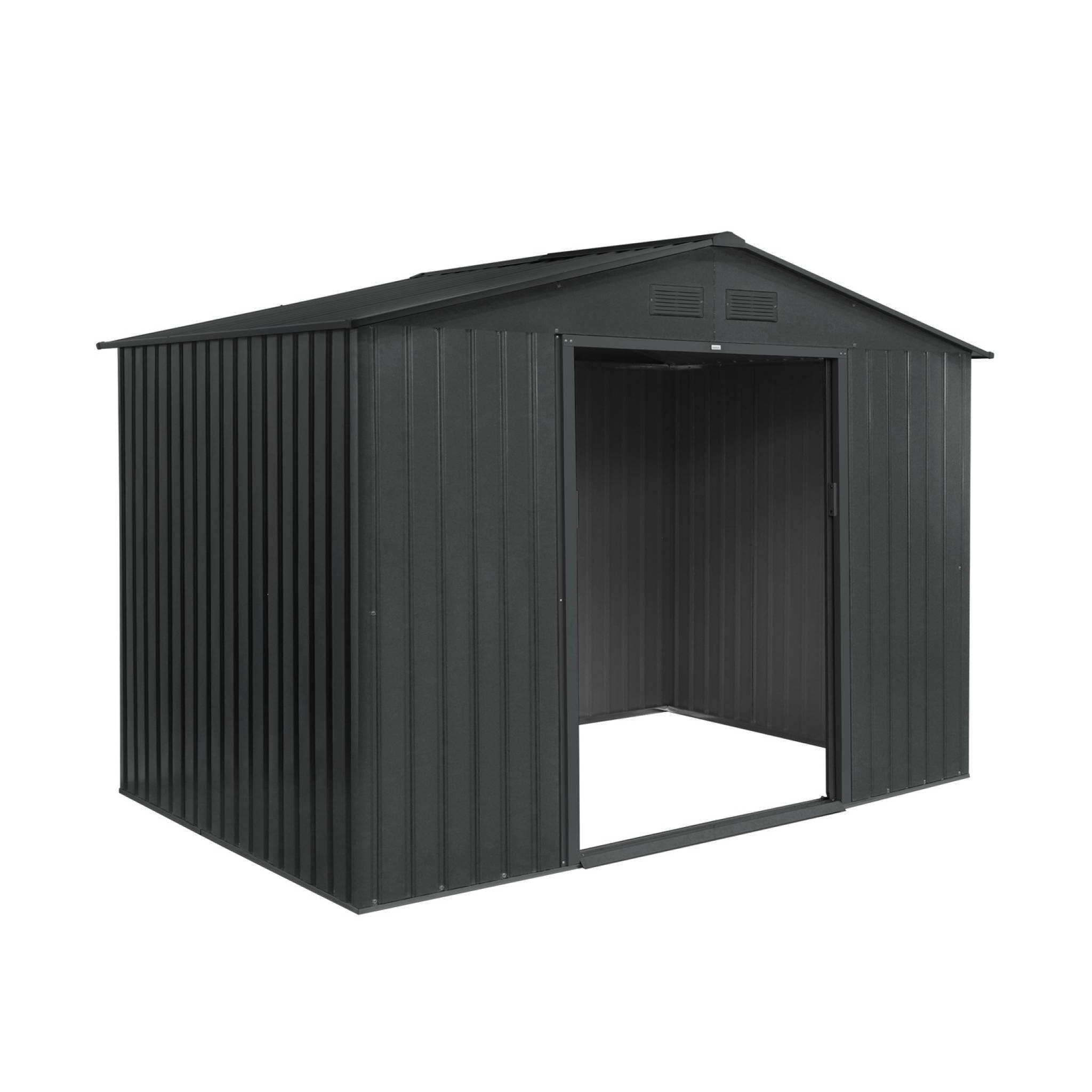 sweeek - Abri de jardin métal FERRAIN 5,29 m² avec double porte coulissante, kit de fixation sol inclus et coloris anthracite – sweeek - Image 5