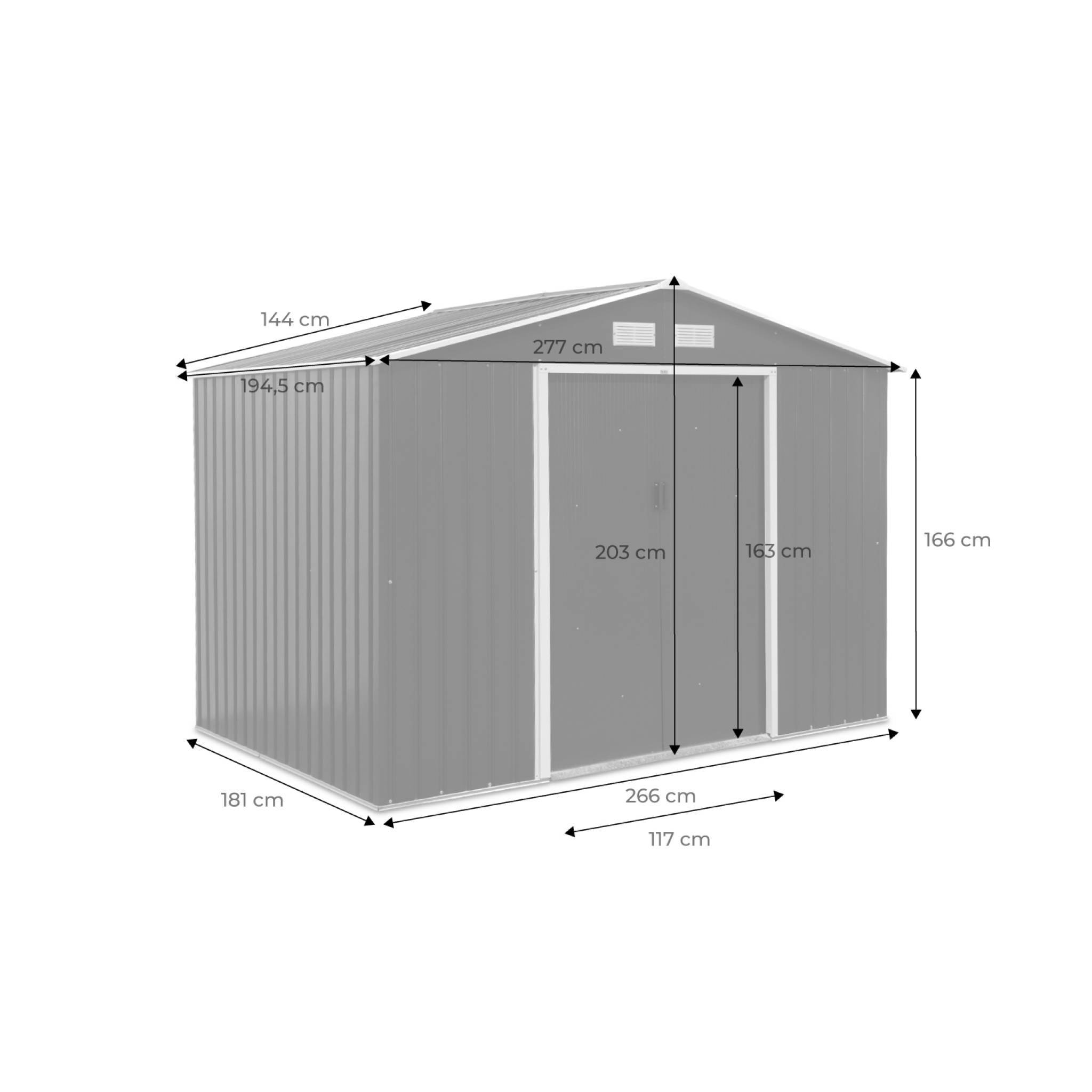 sweeek - Abri de jardin métal FERRAIN 5,29 m² avec double porte coulissante, kit de fixation sol inclus et coloris anthracite – sweeek - Image 4