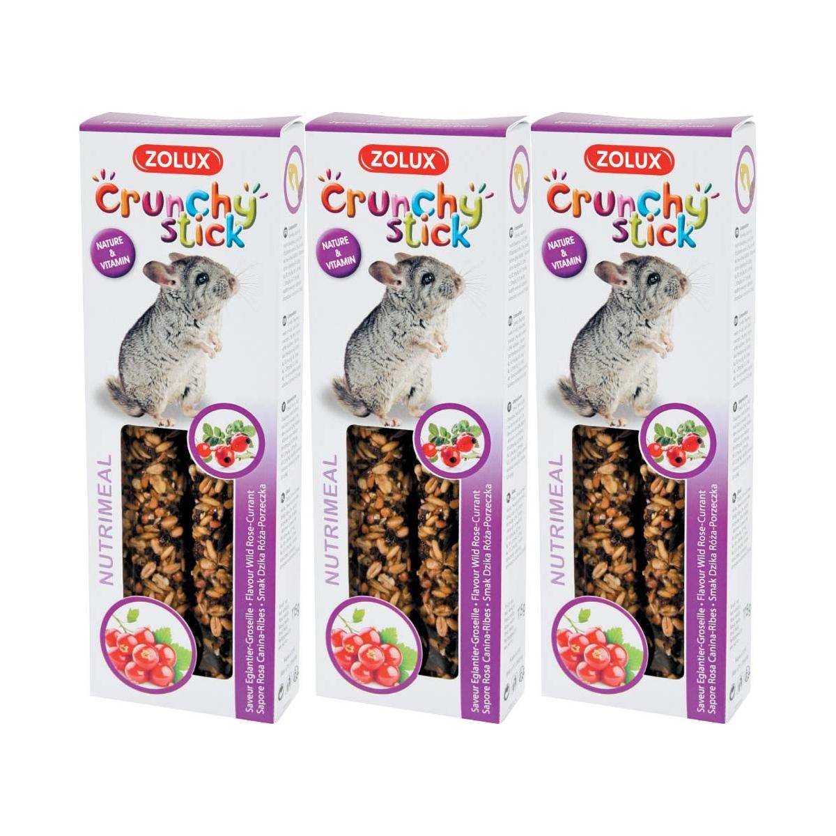 Zolux - Crunchy stick pour chinchillas saveur églantine et groseilles (Lot de 3)