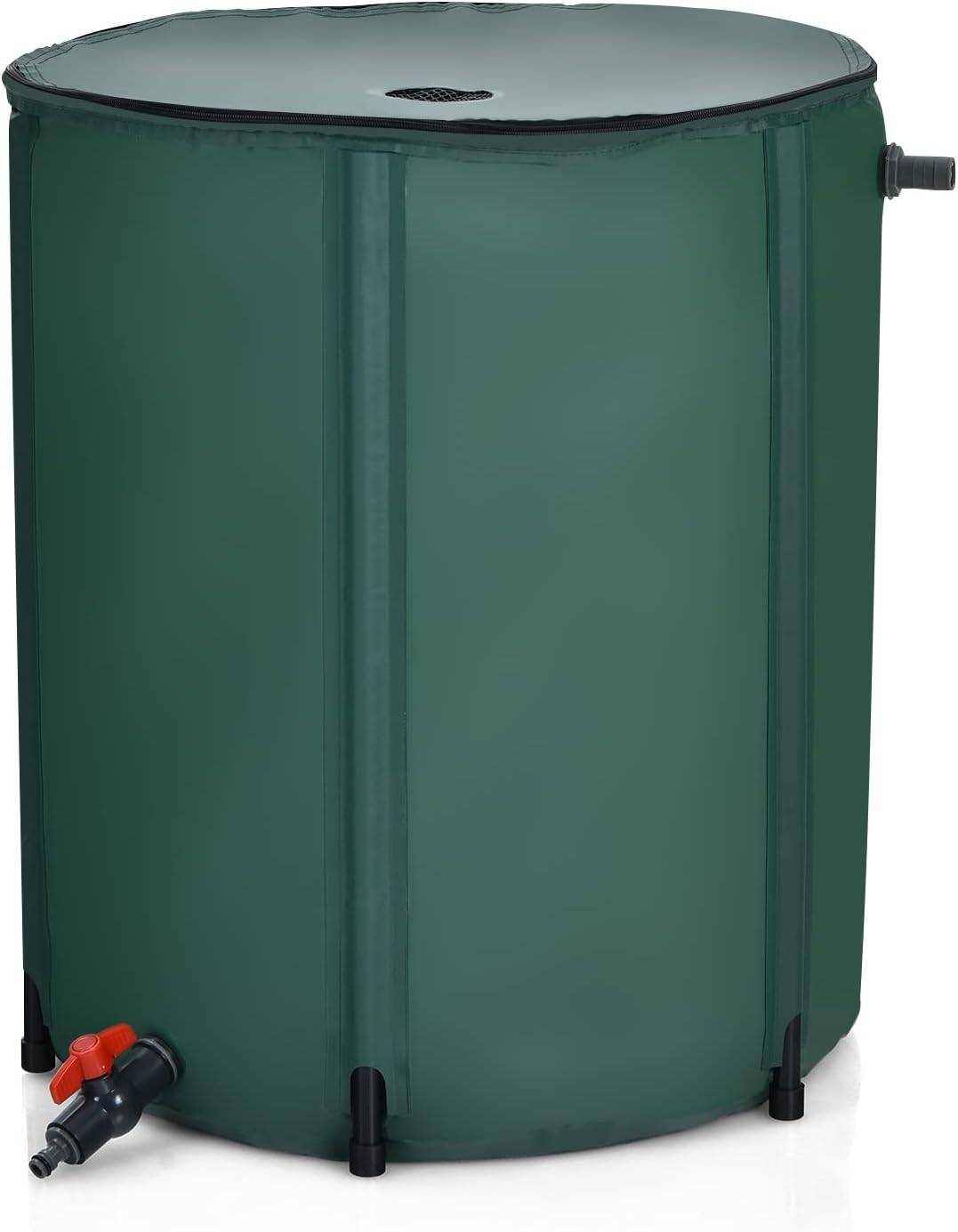Récupérateur d'eau de pluie pliable de 225 l avec robinet, vanne de sécurité filet filtrant - Image 1