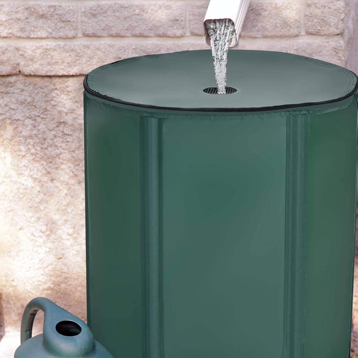 Récupérateur d'eau de pluie pliable de 225 l avec robinet, vanne de sécurité filet filtrant - Image 2