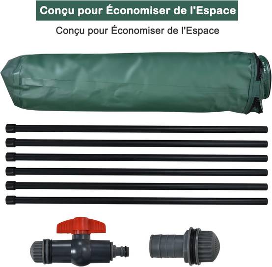 Récupérateur d'eau de pluie pliable de 225 l avec robinet, vanne de sécurité filet filtrant - Image 3