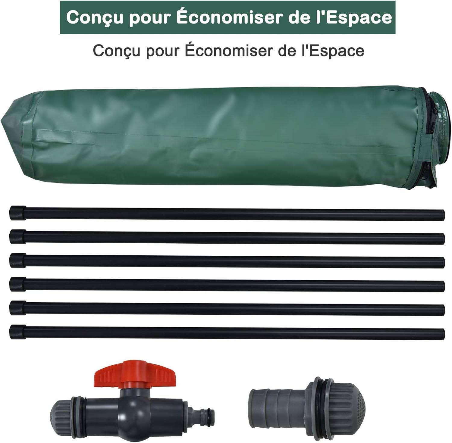 Récupérateur d'eau de pluie pliable de 225 l avec robinet, vanne de sécurité filet filtrant - Image 3