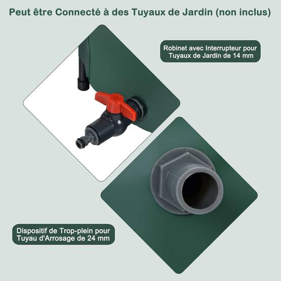 Récupérateur d'eau de pluie pliable de 225 l avec robinet, vanne de sécurité filet filtrant - Image 4