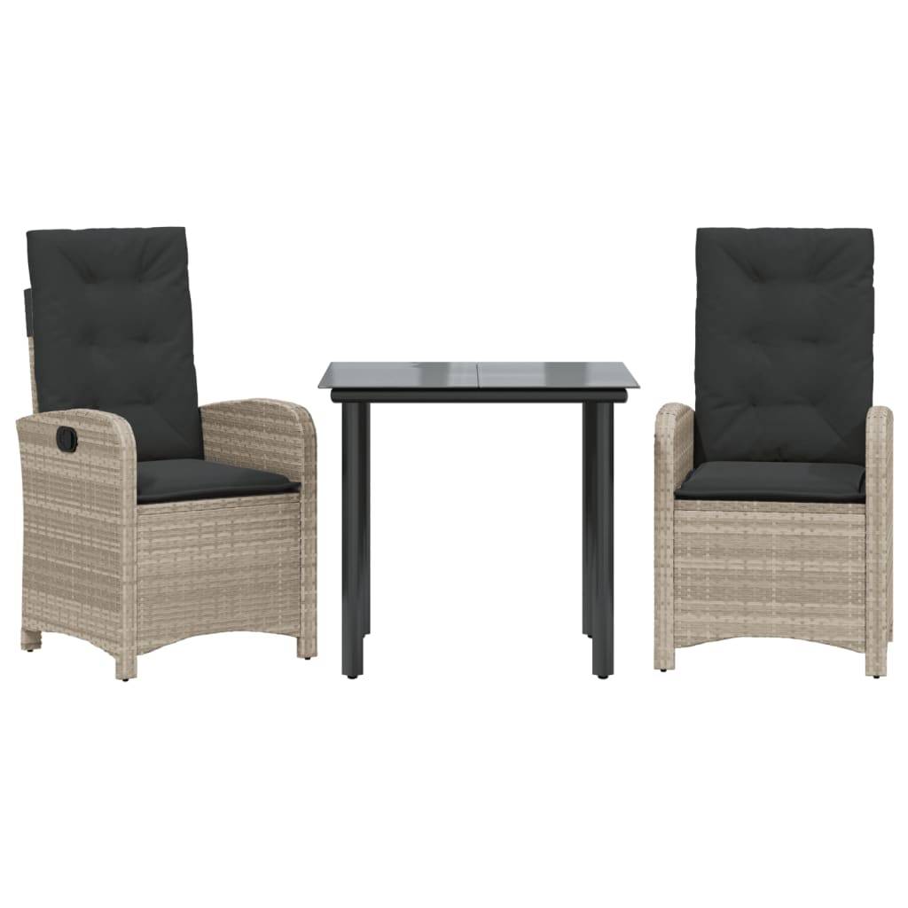 ComfortXL - Salon de Jardin pour 2 Personnes, Fauteuils Relax Inclinables en Résine Gris Clair et Table d'Appoint 80cm – ComfortXL Outdoor Living - Image 2