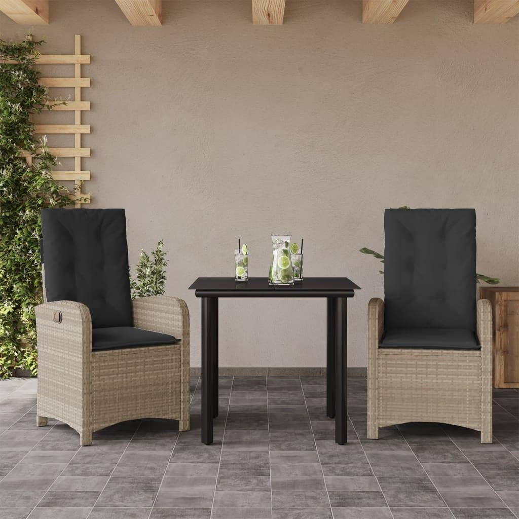 ComfortXL - Salon de Jardin pour 2 Personnes, Fauteuils Relax Inclinables en Résine Gris Clair et Table d'Appoint 80cm – ComfortXL Outdoor Living - Image 1
