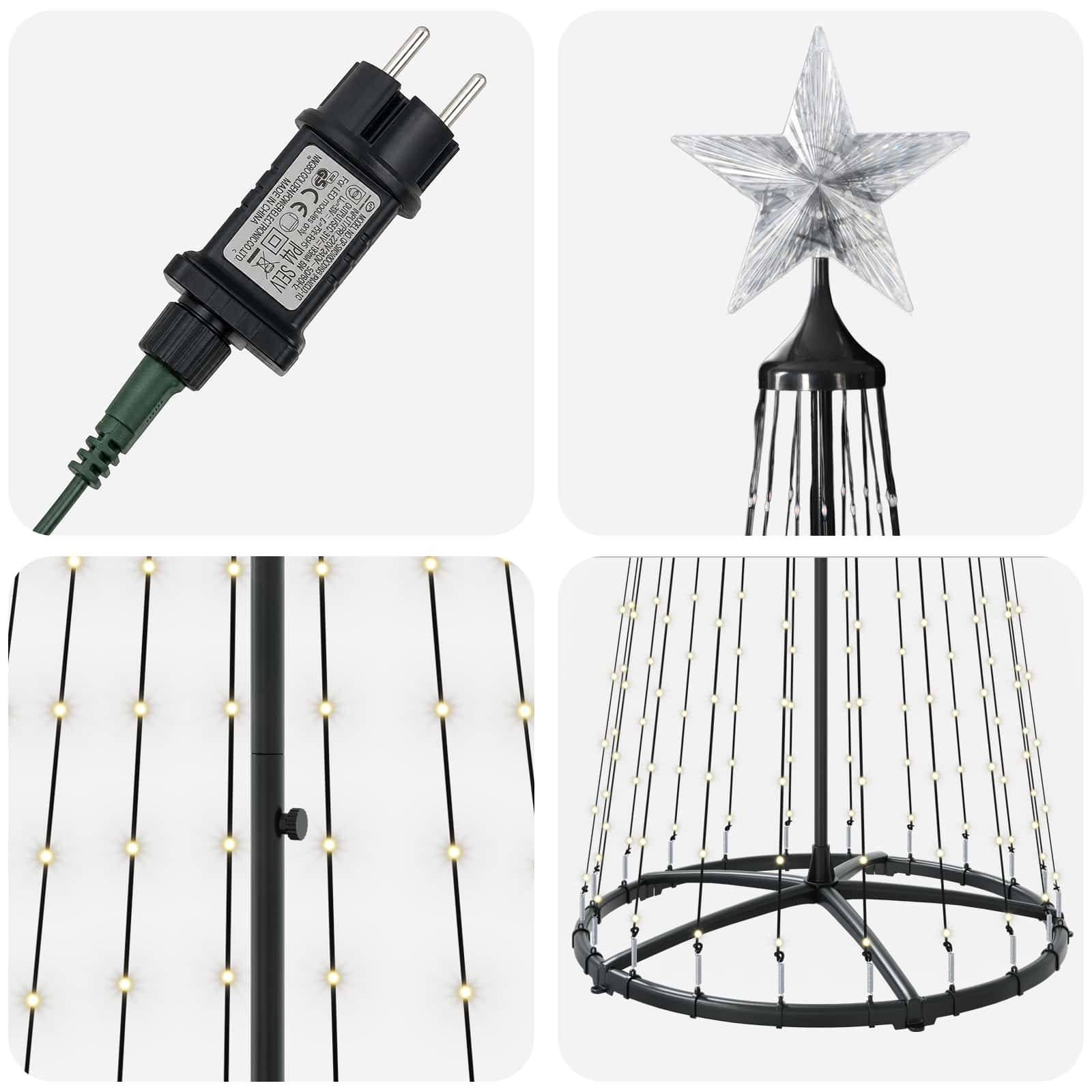 Vidaxl - Sapin cône lumineux LED 250 cm 470 LED Blanc chaud Acier Blanc vidaXL 42050812 - Image 6