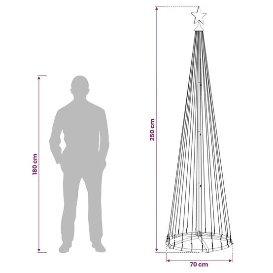 Vidaxl - Sapin cône lumineux LED 250 cm 470 LED Blanc chaud Acier Blanc vidaXL 42050812 - Image 3