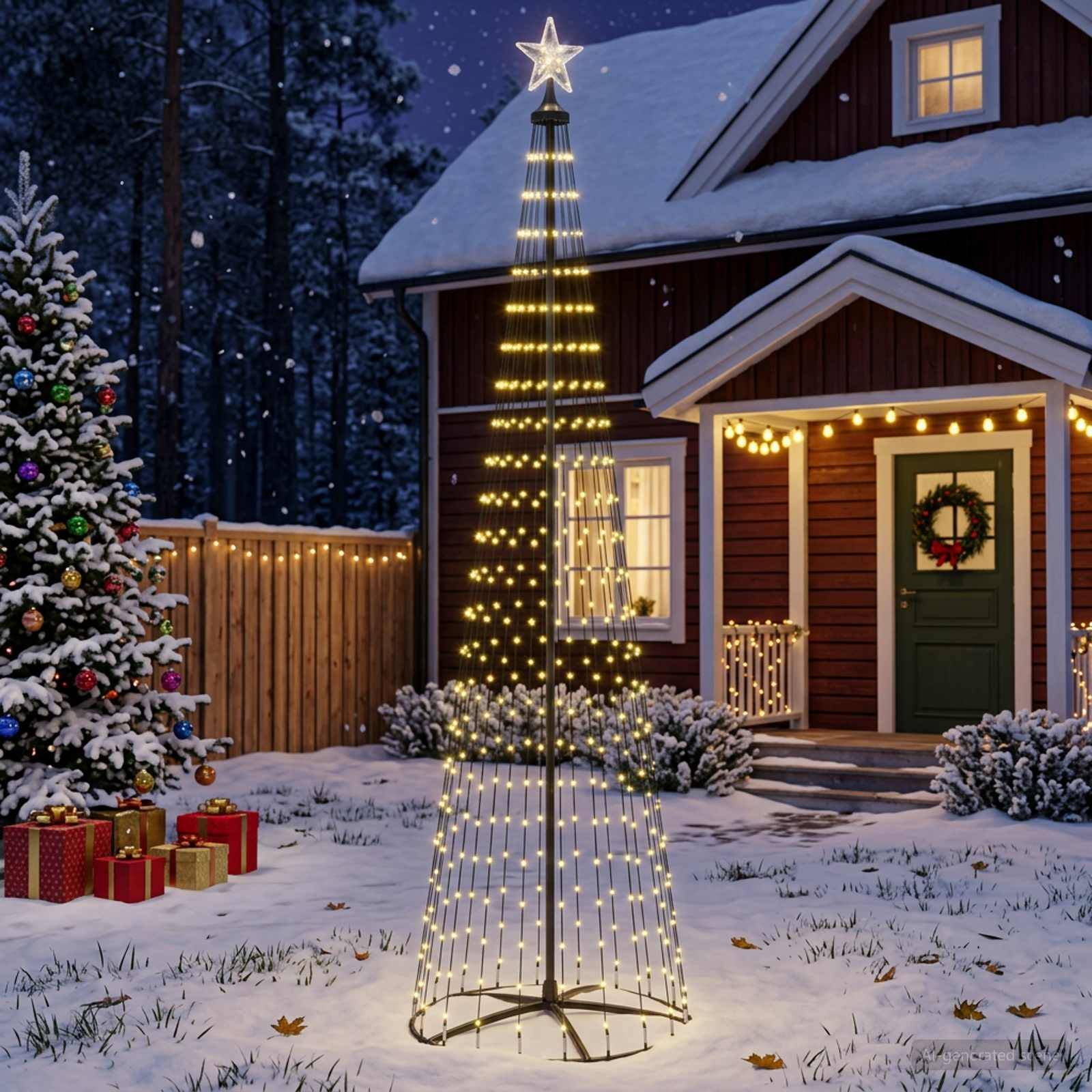 Vidaxl - Sapin cône lumineux LED 250 cm 470 LED Blanc chaud Acier Blanc vidaXL 42050812
