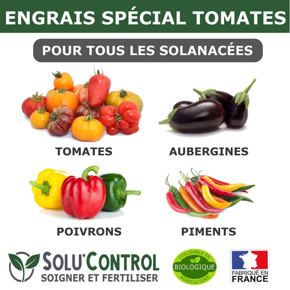 SOLU’CONTROL - 250 g Engrais Spécial Tomates, Aubergines, Poivrons, Piments - Formulation haute qualité Organo-Minerale - UAB - Image 4