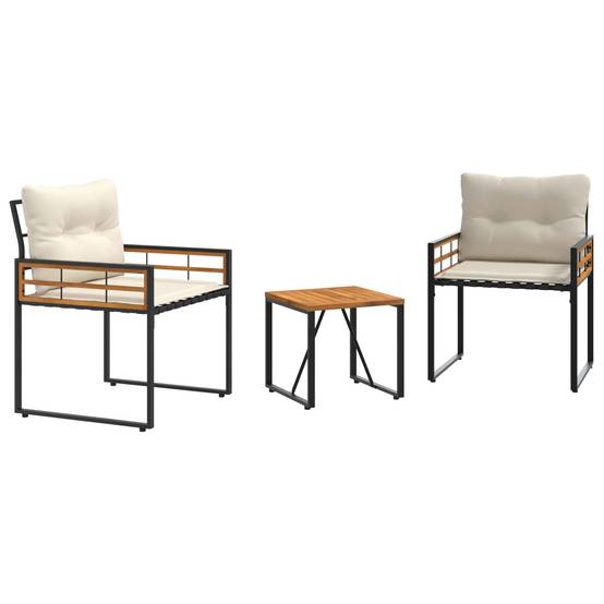 ComfortXL - Petit Salon de Jardin 3 Pcs Acacia Massif & Acier Laqué Coussins Inclus pour Balcon ou Véranda Crème – ComfortXL Outdoor Living - Image 2