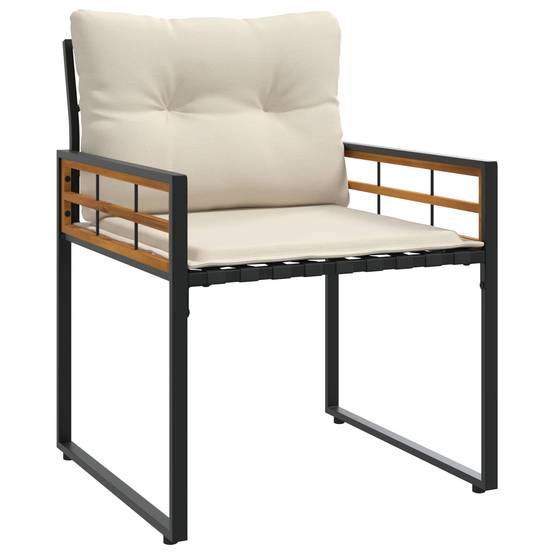 ComfortXL - Petit Salon de Jardin 3 Pcs Acacia Massif & Acier Laqué Coussins Inclus pour Balcon ou Véranda Crème – ComfortXL Outdoor Living - Image 5