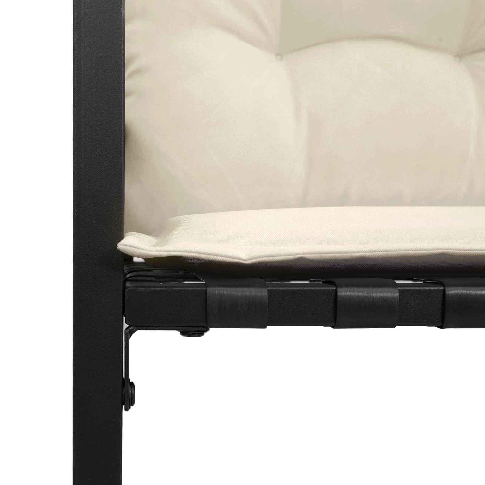 ComfortXL - Petit Salon de Jardin 3 Pcs Acacia Massif & Acier Laqué Coussins Inclus pour Balcon ou Véranda Crème – ComfortXL Outdoor Living - Image 10