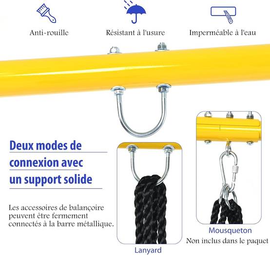 Portique de balançoire charge 250kg avec 2 méthodes de fixation piquets d'ancrage 194x180x180cm - Image 2