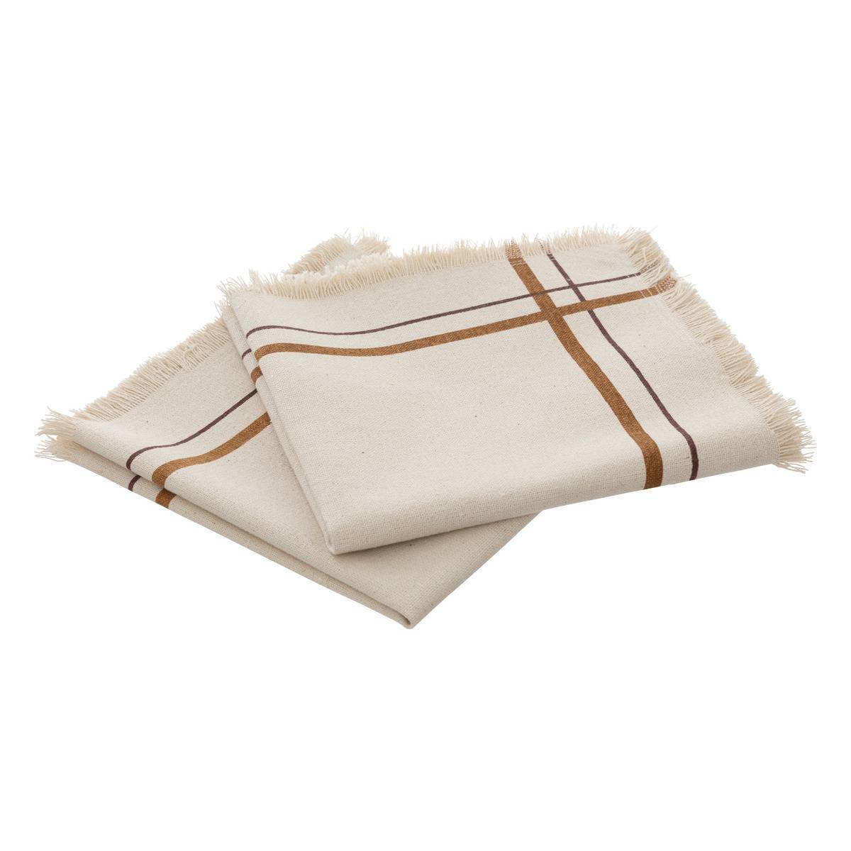 Atmosphera - Lot de 2 serviettes de table "Ray" 40x40cm beige - Atmosphera Créateur d'intérieur - Image 1