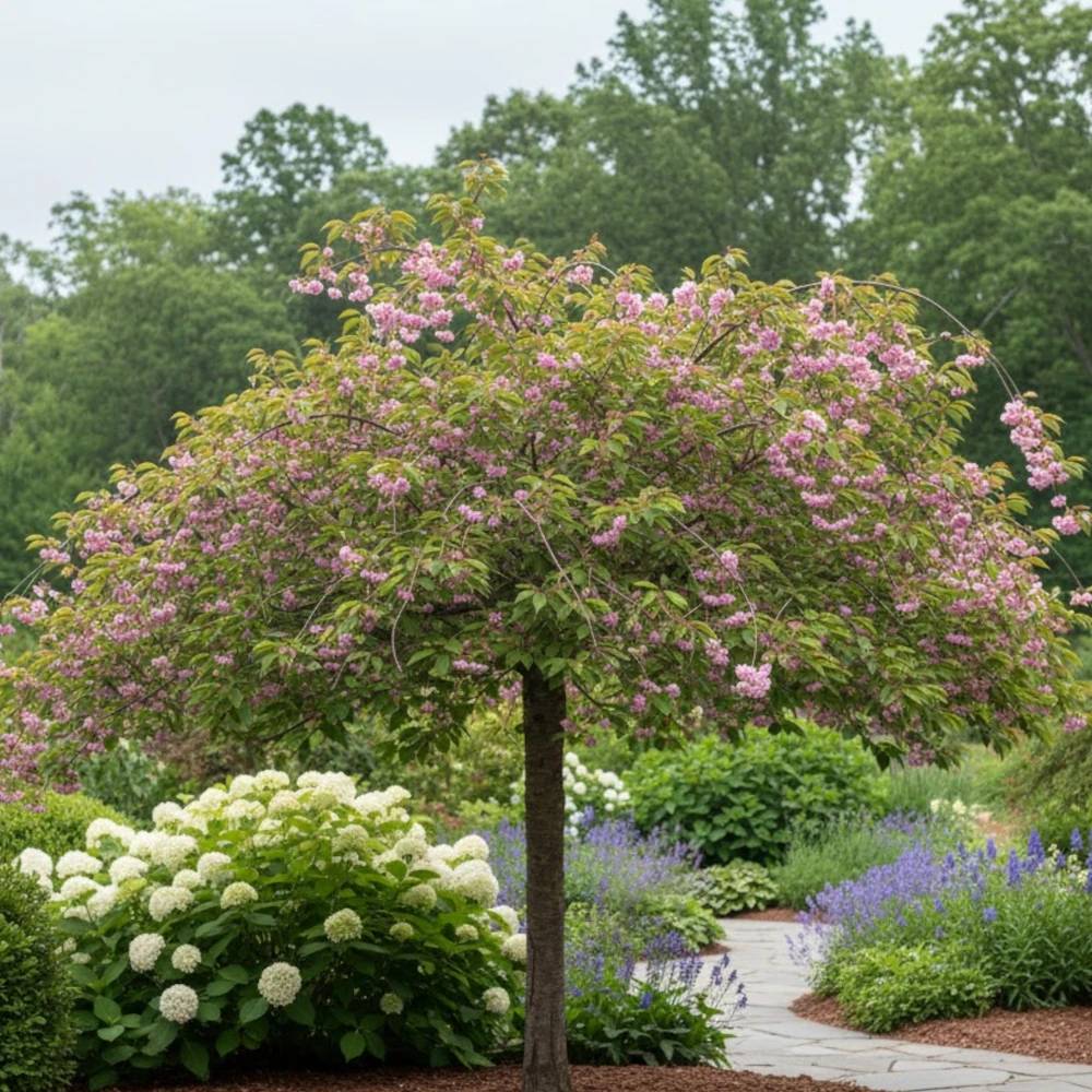 Cerisier du Japon Accolade, Cerisier à fleurs à fleurs Rose/ - feuillage Caduc - Pot de 30L - Tige 8/10 - Image 1