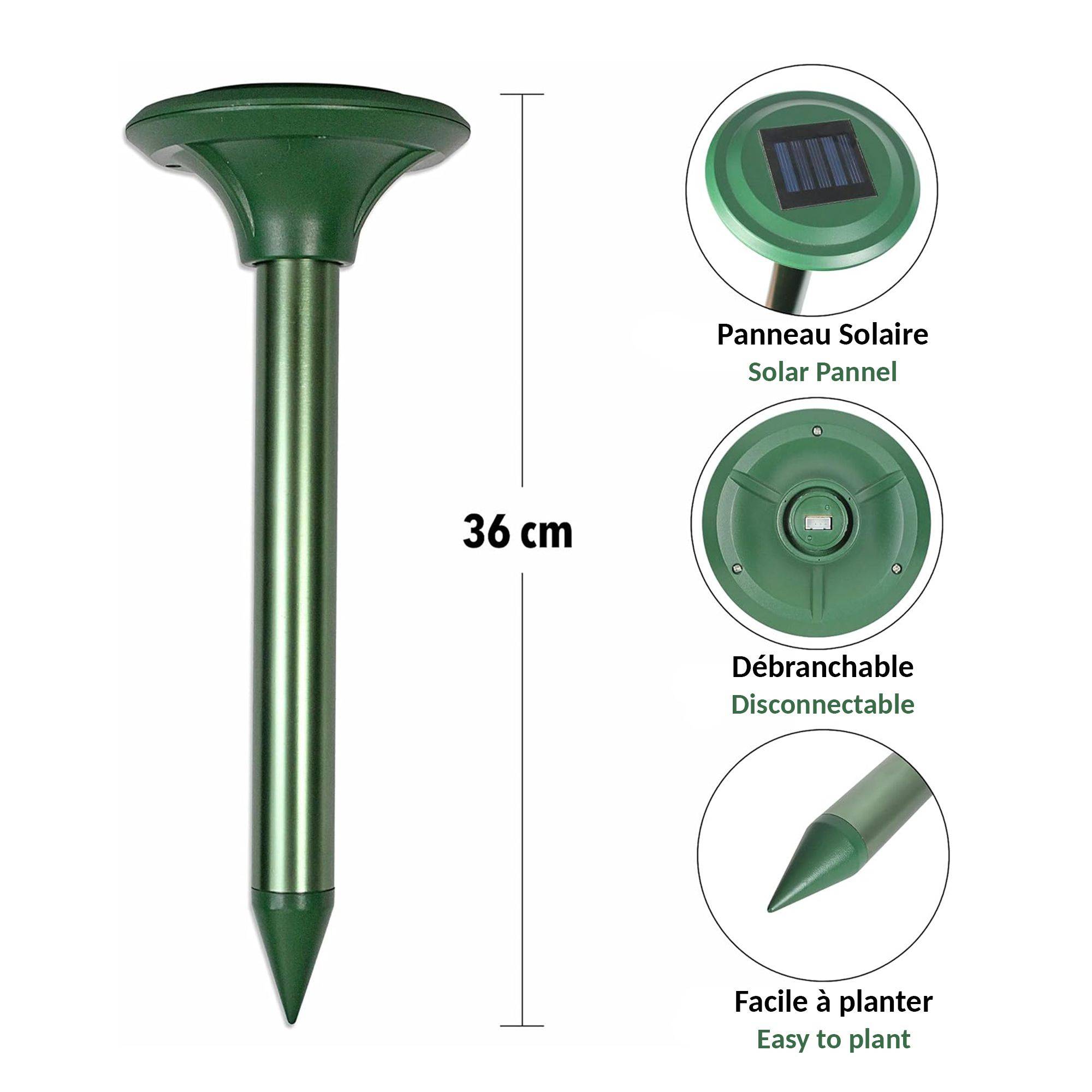 Chasse taupes solaire FISHTEC Vibrations et sons Répulsif rongeurs jardin - Image 7