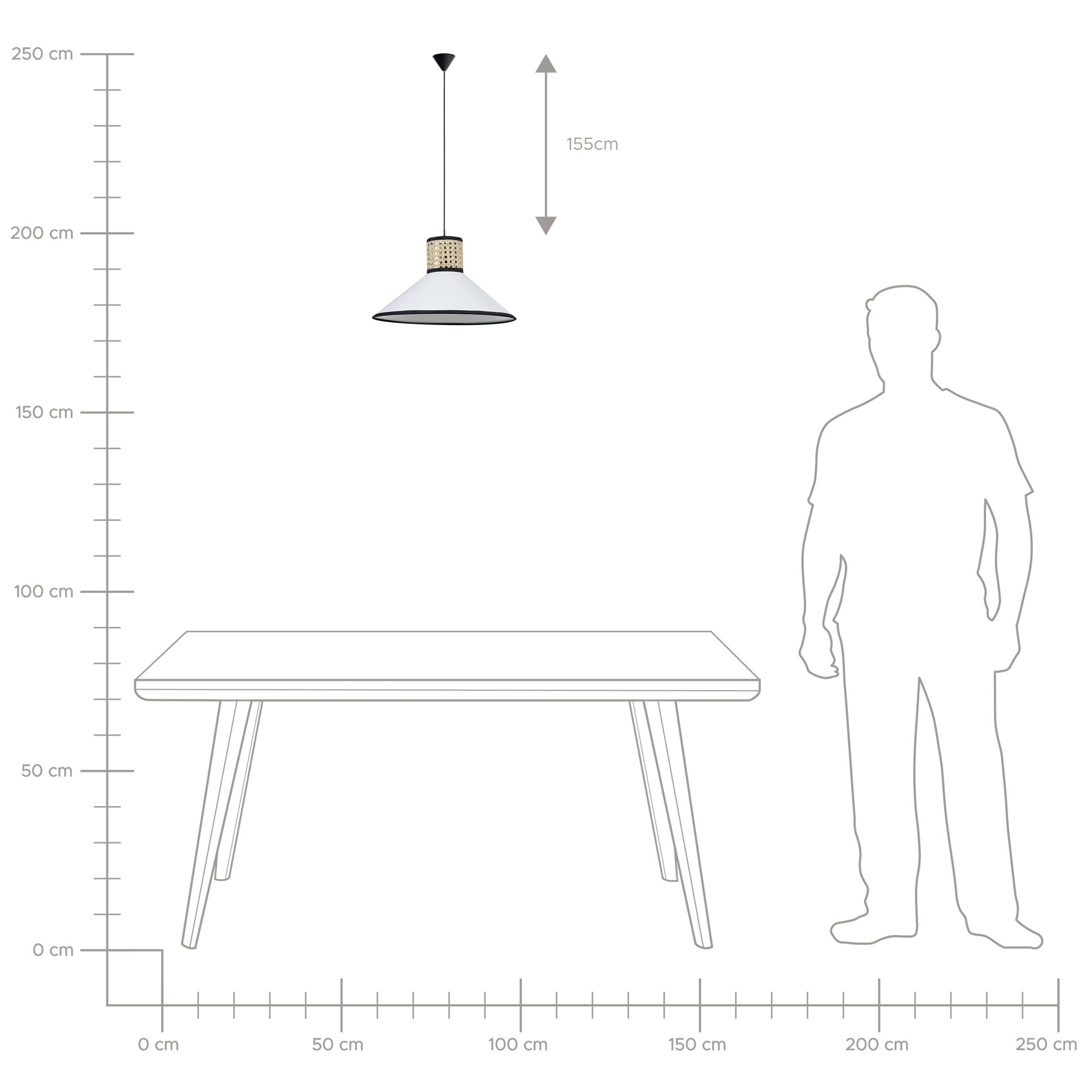 Beliani - Lampe suspension Tissu Blanc MANTUA - 40x40x188- Beliani - Image 7