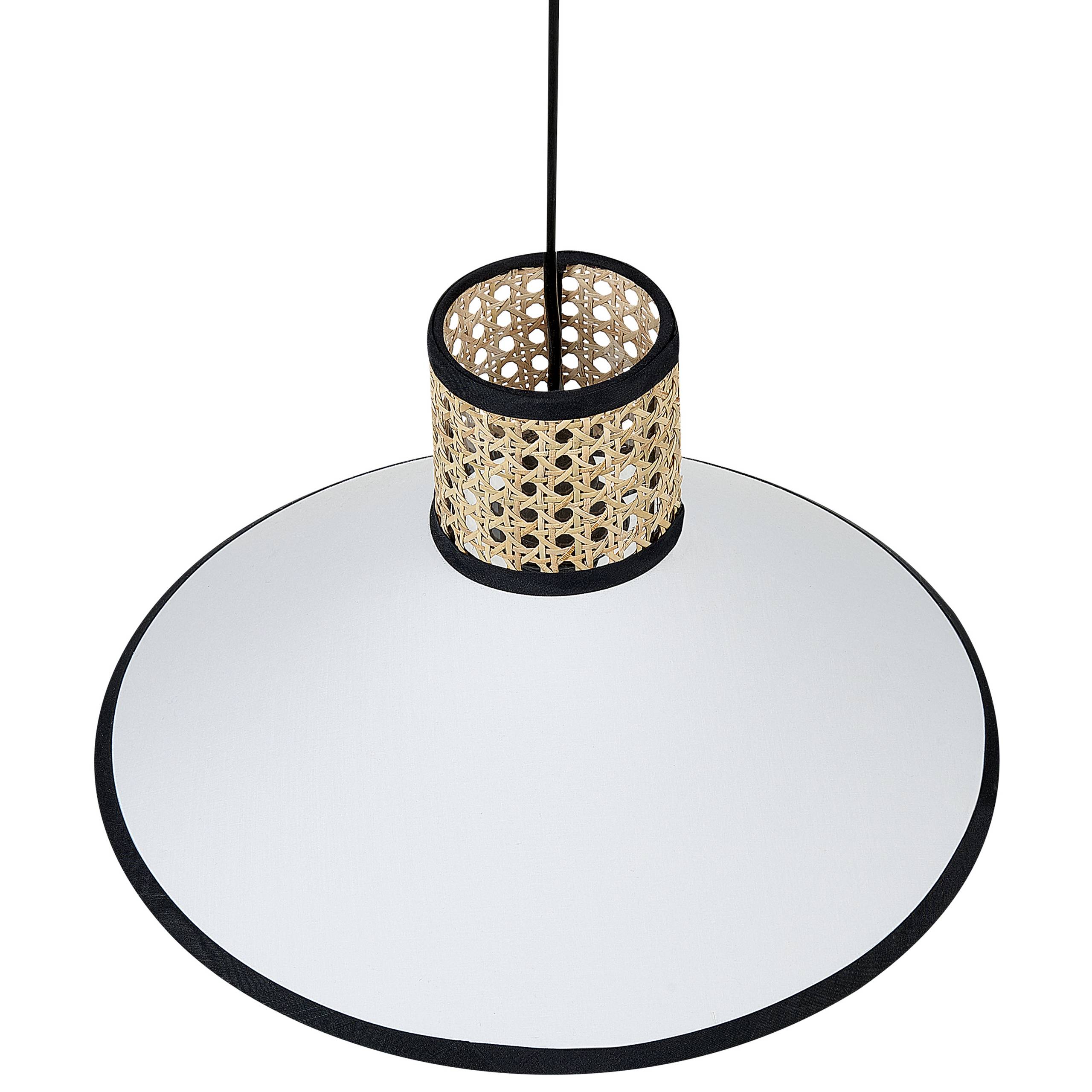 Beliani - Lampe suspension Tissu Blanc MANTUA - 40x40x188- Beliani - Image 4