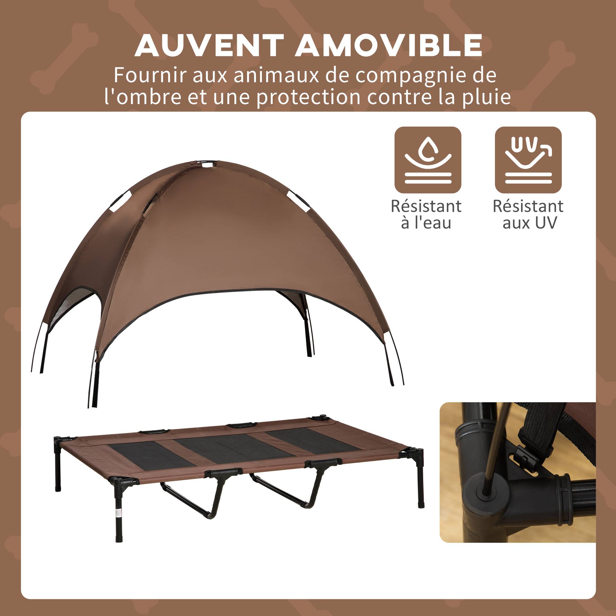Lit pour chien acier marron noir 309.88 x 233.68 x 274.32 cm - PANGIVO - Image 8