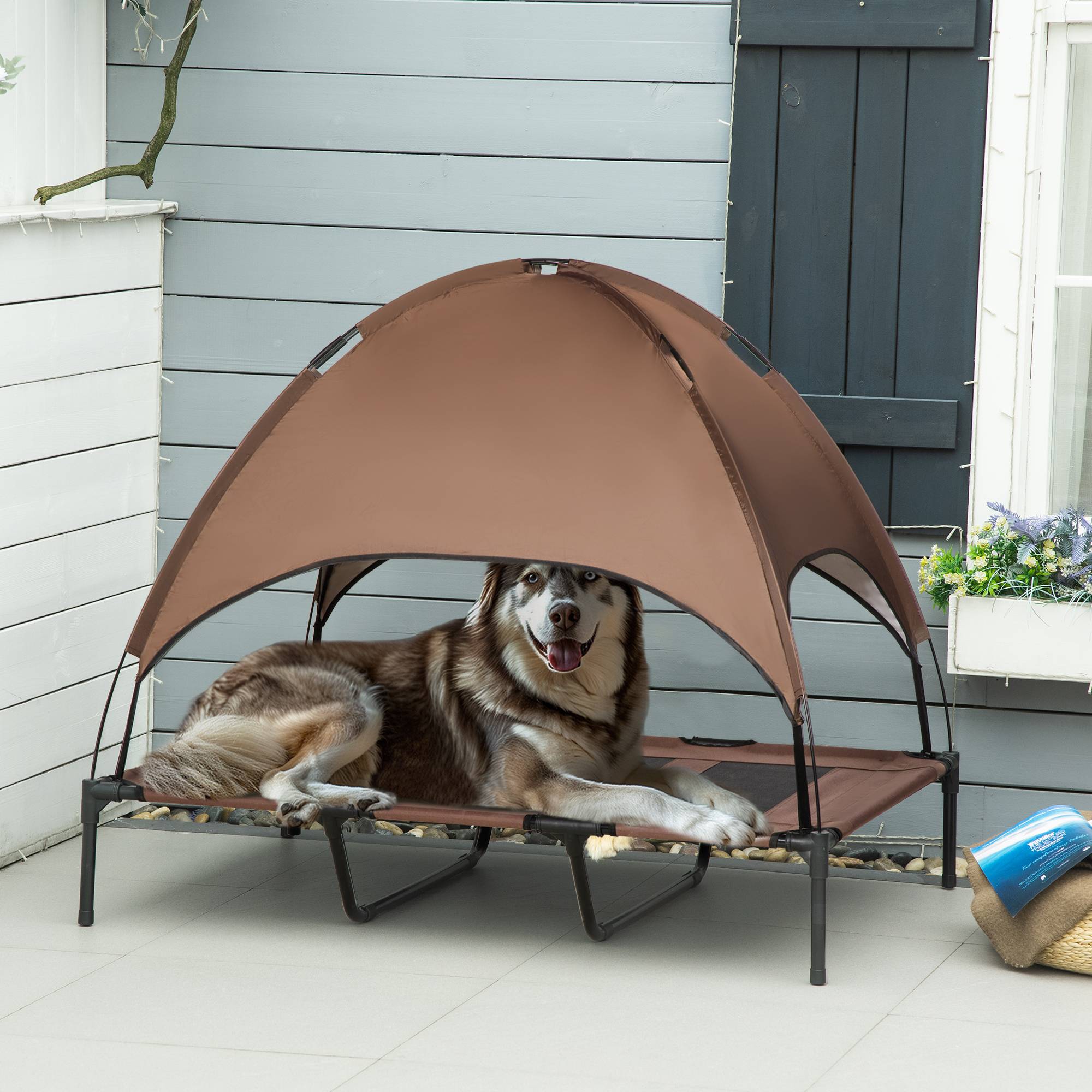 Lit pour chien acier marron noir 309.88 x 233.68 x 274.32 cm - PANGIVO - Image 3
