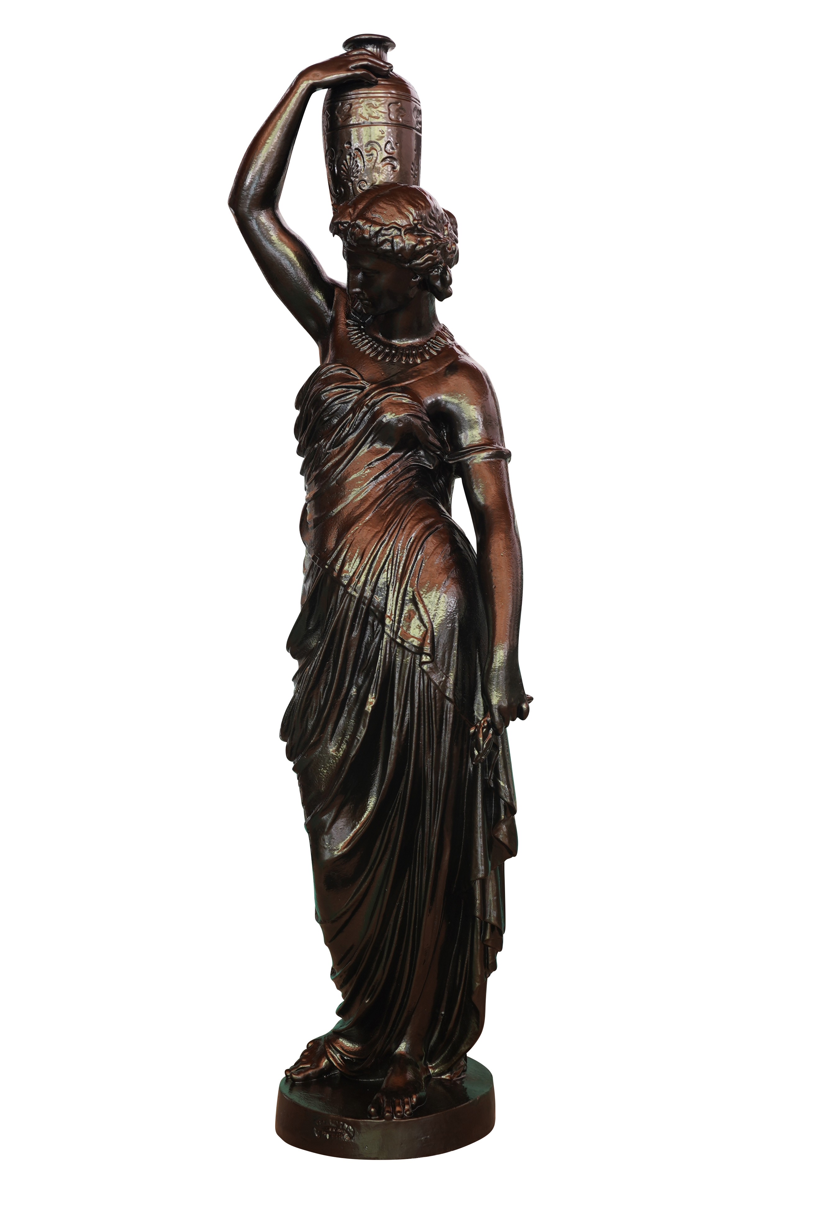 Statue en fonte, déesse à l’amphore Dommartin vieux bronze - Image 1
