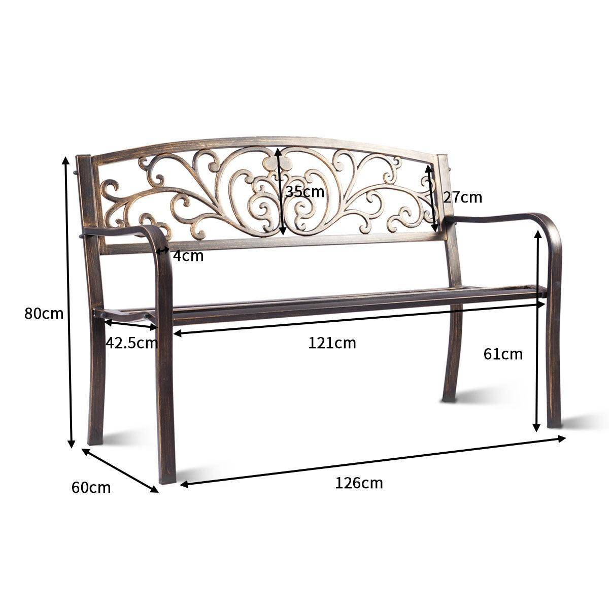 Helloshop26 - Banc de jardin noir magnifique 127 x 60 x 85 cm charge max 180 kg en métal - Image 5