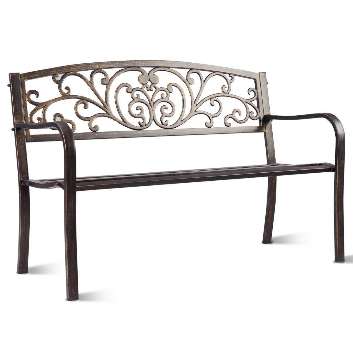 Helloshop26 - Banc de jardin noir magnifique 127 x 60 x 85 cm charge max 180 kg en métal - Image 2