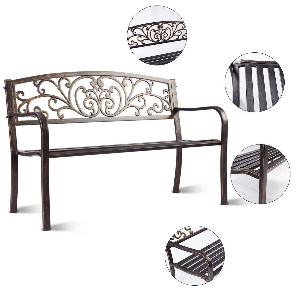 Helloshop26 - Banc de jardin noir magnifique 127 x 60 x 85 cm charge max 180 kg en métal - Image 4