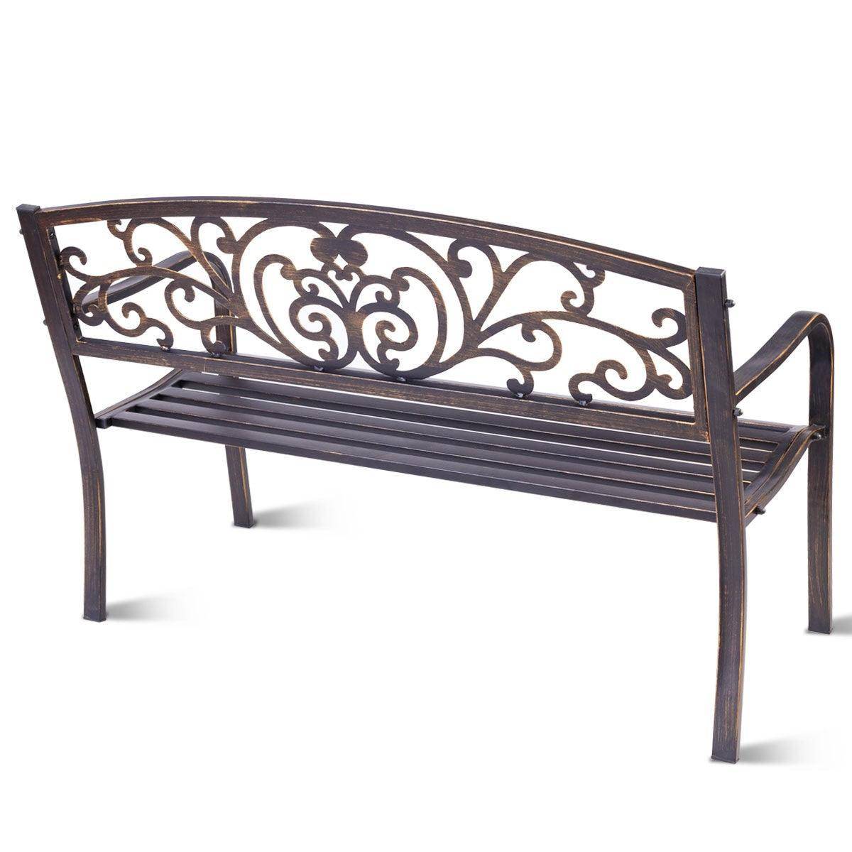 Helloshop26 - Banc de jardin noir magnifique 127 x 60 x 85 cm charge max 180 kg en métal - Image 3