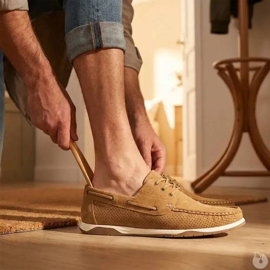 Chaussures bateau homme en synthétique camel - Tige basse - Image 7