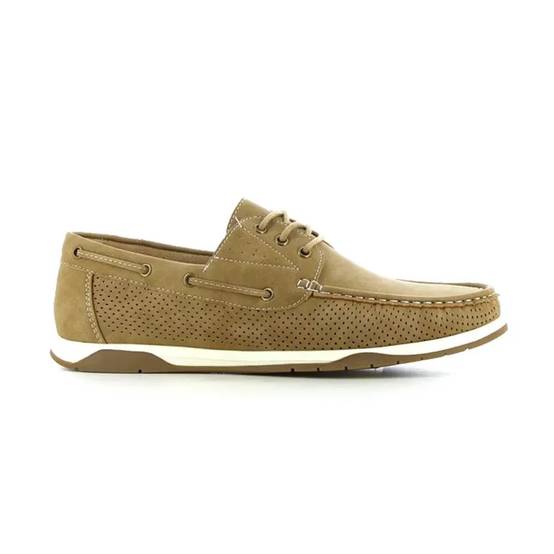 Chaussures bateau homme en synthétique camel - Tige basse - Image 2