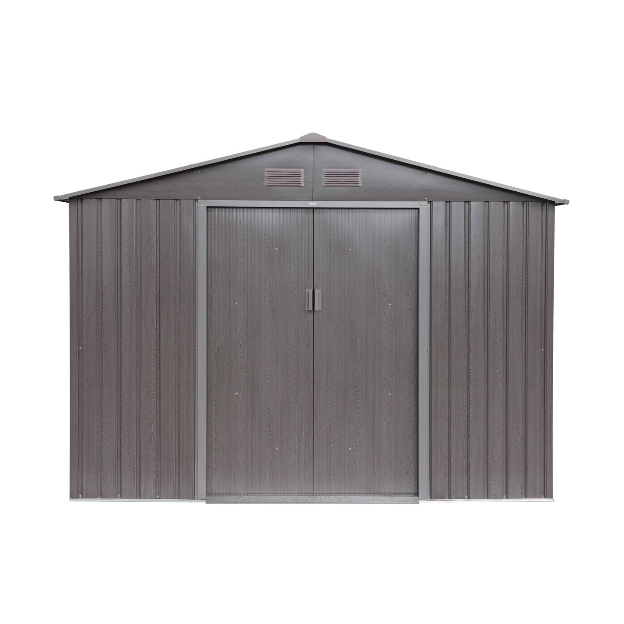 sweeek - Abri de jardin en métal - FERRAIN 5.29m² bois grisé - Cabane à outils avec deux grandes portes coulissantes. kit de fixation sol inclus. | sweeek - Image 2