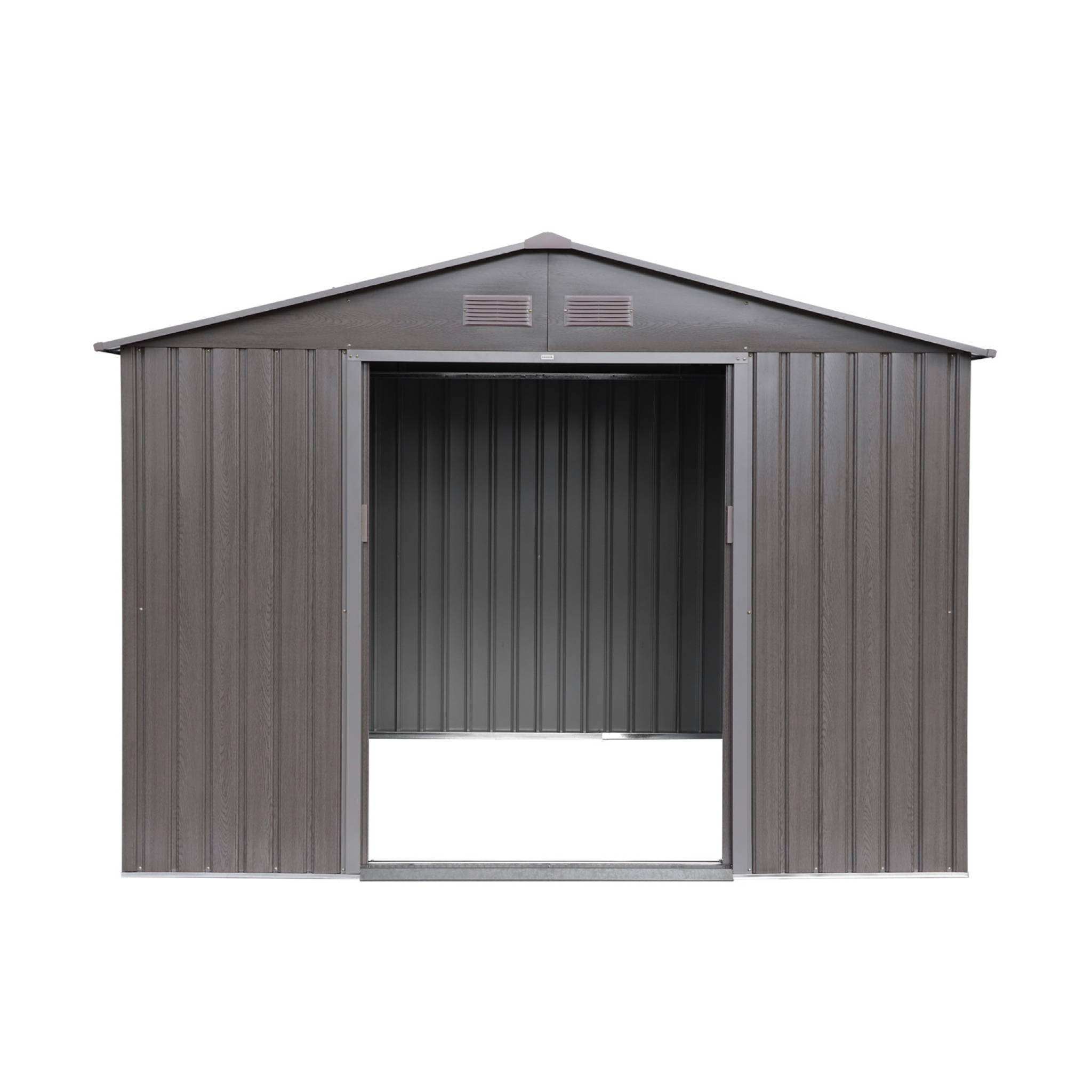 sweeek - Abri de jardin en métal - FERRAIN 5.29m² bois grisé - Cabane à outils avec deux grandes portes coulissantes. kit de fixation sol inclus. | sweeek - Image 5