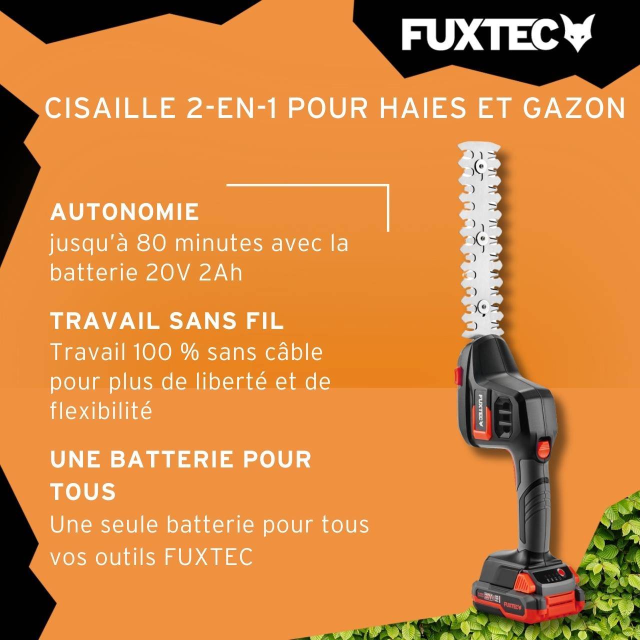 FUXTEC - FUXTEC Taille-haies manuel sans fil 20V FX-E1HHS20SET - Image 5
