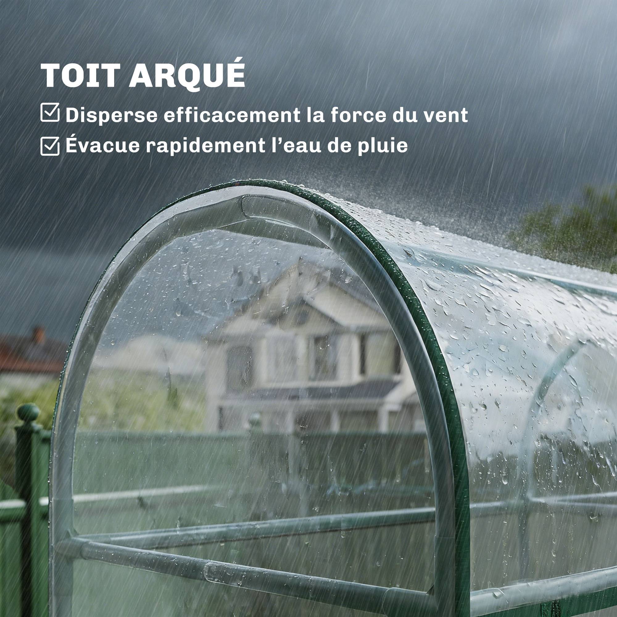 Sans Marque - Serre de Jardin avec étagères 3 niveaux, Petite Serre en Bâche PVC et Châssis Acier, 2 Portes Roulantes, Transparent - Image 10