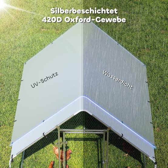 Poulailler en acier galvanisé avec toit résistant aux intempéries et aux UV et porte verrouillable, 2 x 2 x 2 m, argent - Image 9