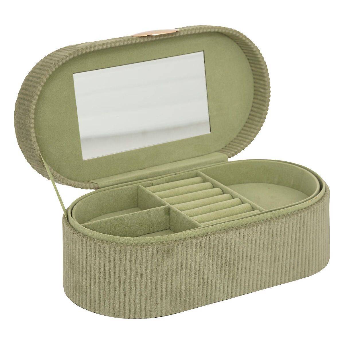 Boîte à Bijoux en Velours "Enya" 25cm Vert Kaki - Image 2
