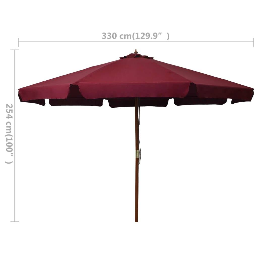 Helloshop26 - Parasol avec mât en bois 330 cm bordeaux - Image 5