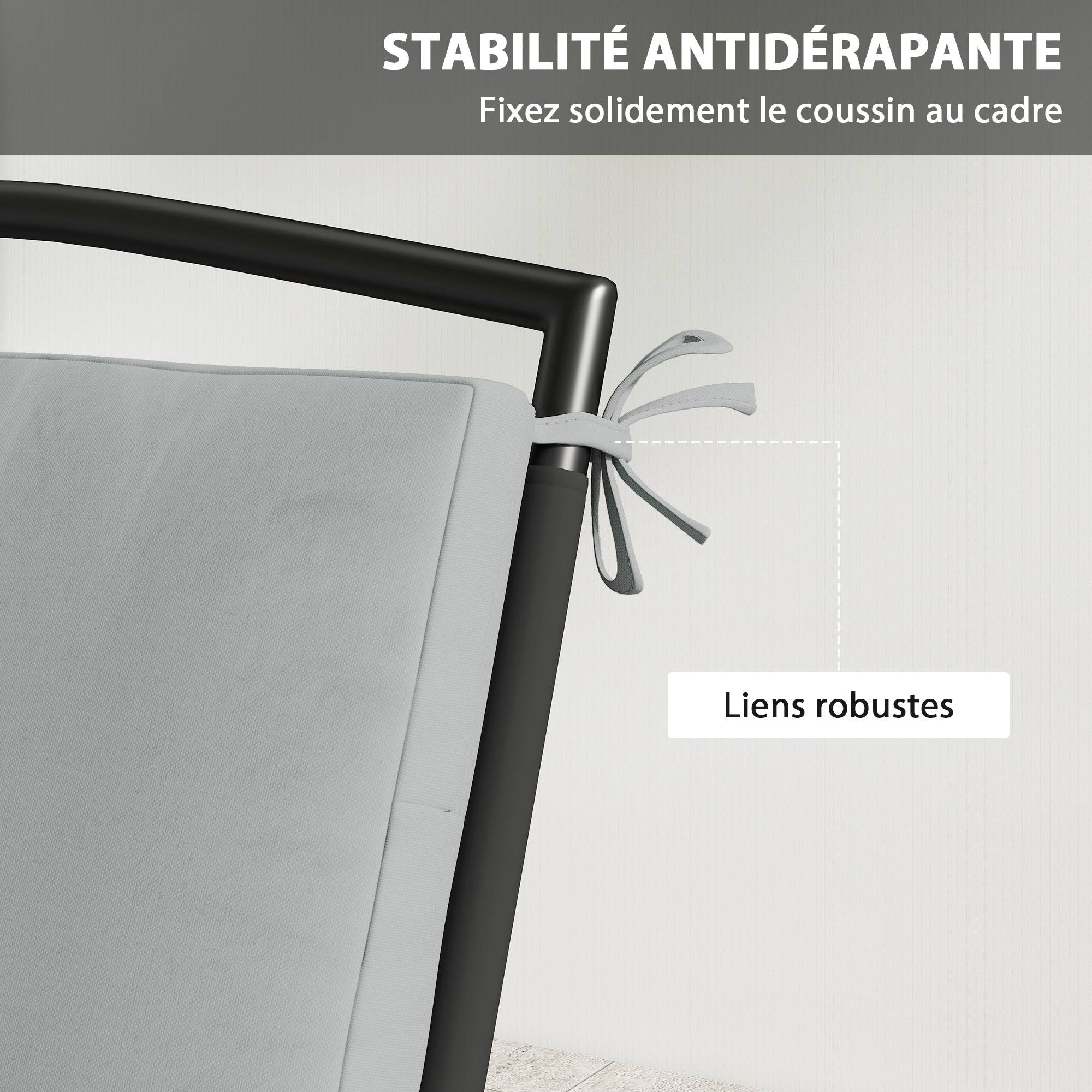 Outsunny - Lot de 2 coussins de chaise de jardin imperméables pour mobilier extérieur - antidérapants - lavables - 50x50 cm - gris - Outsunny - Image 7